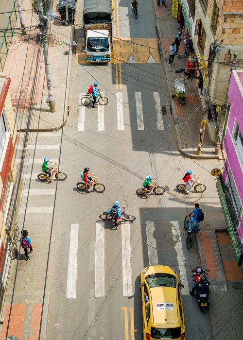 A "bike bus" in Colombia