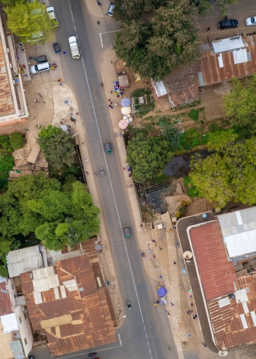 Aerial view of African town