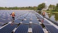 Cleaning solar panels.