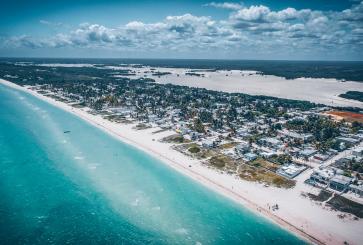 The coastal city of Sisal in Mexico.