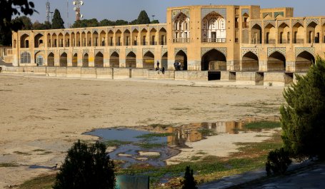 The dry riverbed of the Zayandeh Rud River in Isfahan, Iran. 