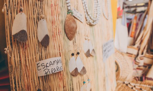 Handicrafts at the local Tikuna market in Tapatinga, Brazil