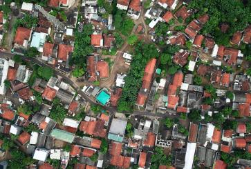 Aerial view of houses in Indonesia.