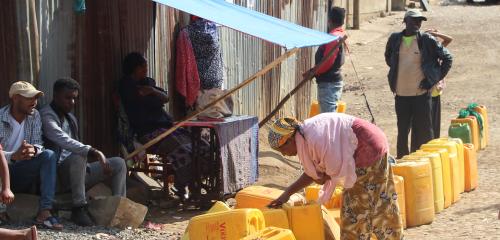 People in African town
