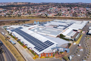 Solar panels on the roof of an industrial park. 