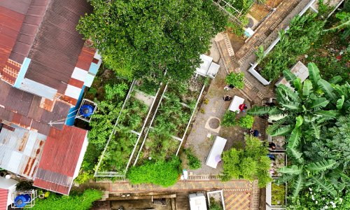 An aerial view of a neighborhood in Makassar.
