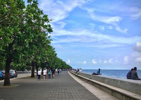 People at Marine Drive in Mumbai, India 