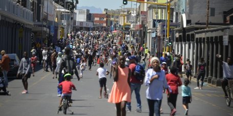People fill Cape Town's streets during an open streets event.