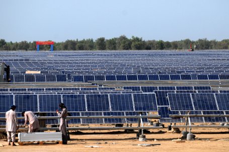 Rows of solar panels in Pakistan