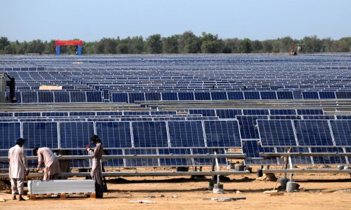 Rows of solar panels in Pakistan