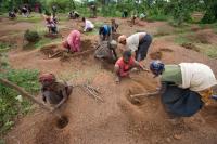People in southern Ethiopia taking part in a tree planting initiative.