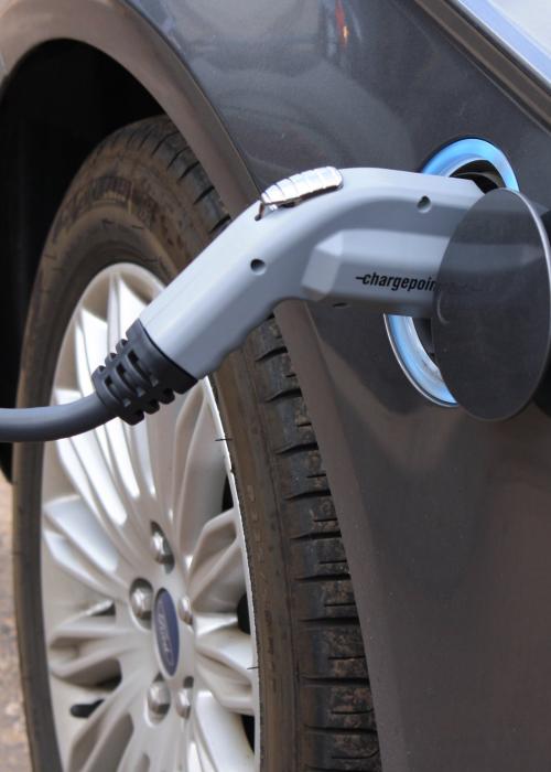 Electric Vehicle plugged in and charging in CT