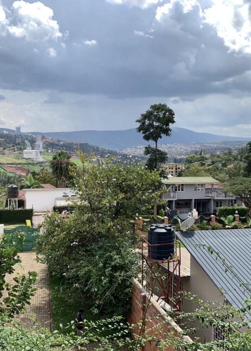 Houses and green hills Rwanda.