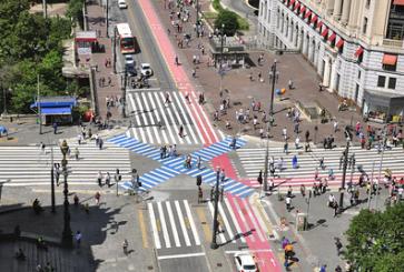 Pedestrian safe street in Sao Paulo Brazil