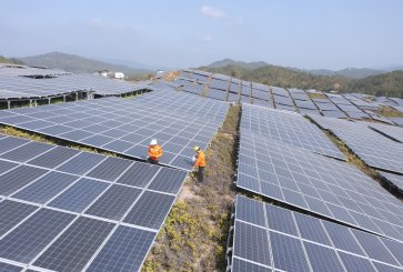 Workers clean solar panels in China