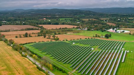 A solar farm on farmland in New Jersey.
