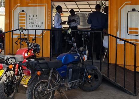 Battery swap station for boda bodas in Kenya