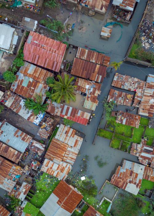Aerial view of Dar es Salaam after flooding.
