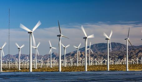 Wind turbines.