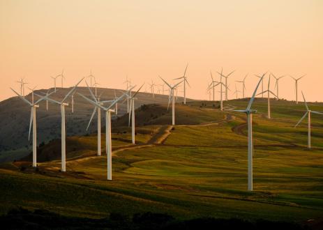 Wind turbines.