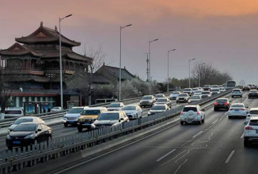 Highway and sunset in Beijing, China
