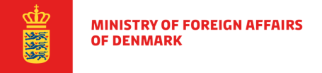 Royal Danish Ministry of Foreign Affairs logo.